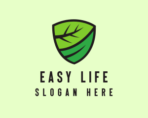 Organic Leaf Shield logo design