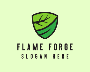 Organic Leaf Shield logo design