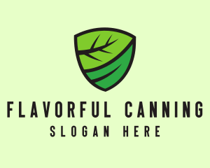 Organic Leaf Shield logo design