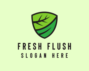 Organic Leaf Shield logo design