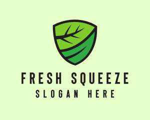 Organic Leaf Shield logo design