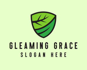 Organic Leaf Shield logo design