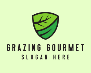 Organic Leaf Shield logo design