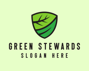 Organic Leaf Shield logo design