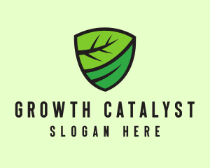 Organic Leaf Shield logo design