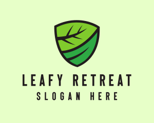 Organic Leaf Shield logo design