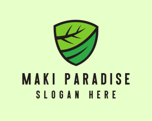 Organic Leaf Shield logo design