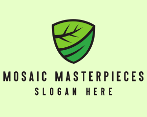 Organic Leaf Shield logo design