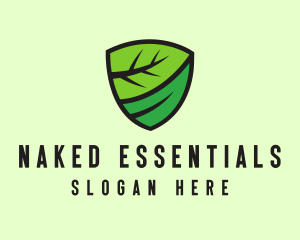 Organic Leaf Shield logo design