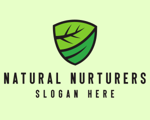 Organic Leaf Shield logo design