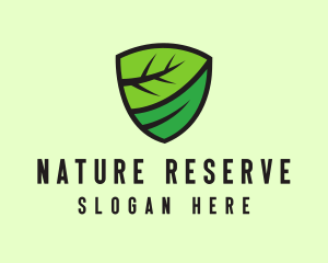 Organic Leaf Shield logo design