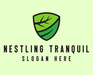 Organic Leaf Shield logo design