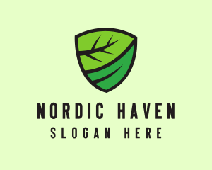 Organic Leaf Shield logo design