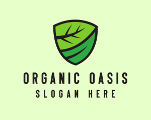 Organic Leaf Shield logo design