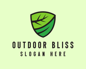 Organic Leaf Shield logo design