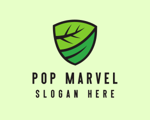 Organic Leaf Shield logo design