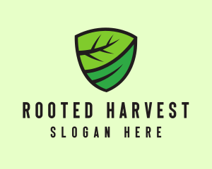 Organic Leaf Shield logo design