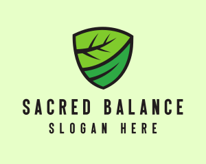 Organic Leaf Shield logo design