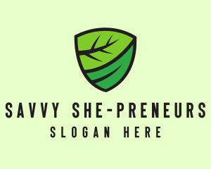 Organic Leaf Shield logo design