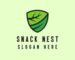 Organic Leaf Shield logo design