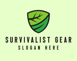 Organic Leaf Shield logo design