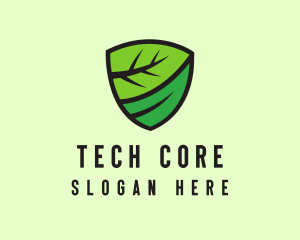 Organic Leaf Shield logo design