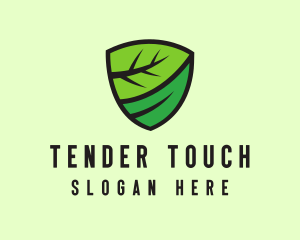 Organic Leaf Shield logo design