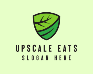 Organic Leaf Shield logo design