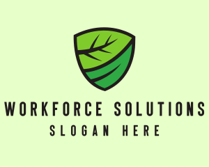 Organic Leaf Shield logo design