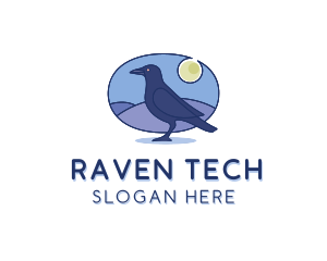Night Raven Bird logo design