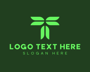 Digital Eco Leaf Letter T logo