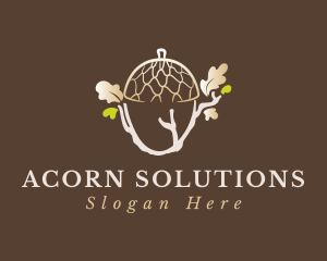 Oak Tree Branch Acorn logo