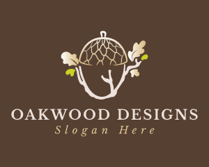 Oak Tree Branch Acorn logo design