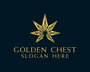 Golden Marijuana Leaf logo design