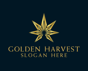 Golden Marijuana Leaf logo design