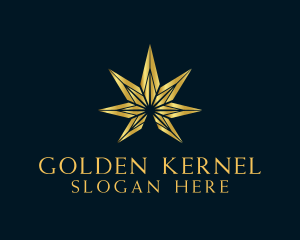 Golden Marijuana Leaf logo design