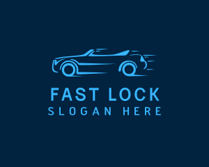 Blue Fast Racecar logo design