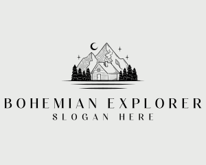 Exploration Mountain Cabin logo design