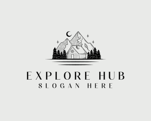 Exploration Mountain Cabin logo design