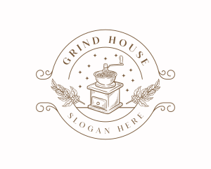 Rustic Coffee Grinder logo design