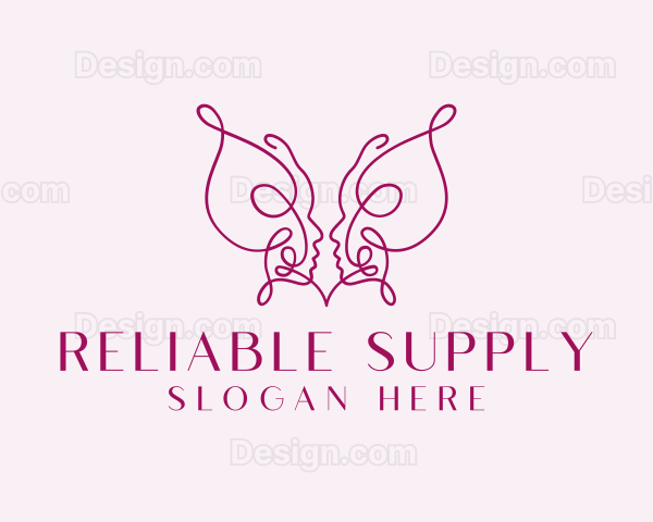 Woman Butterfly Face Logo