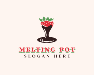 Strawberry Chocolate Fondue logo design