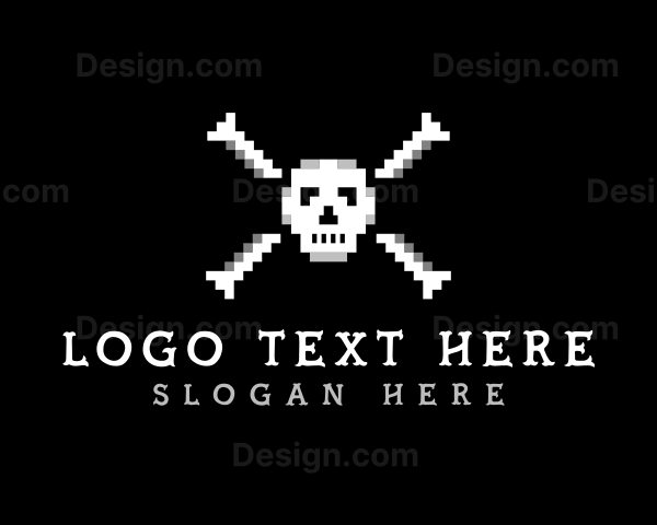 Pixel Skull Bone Logo