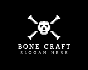 Pixel Skull Bone logo design