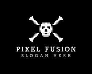 Pixel Skull Bone logo design