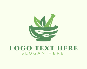 Leaves - Mortar & Pestle Leaves logo design