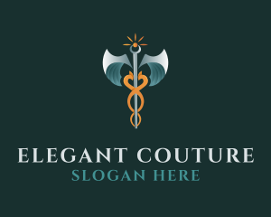 Medical Caduceus Staff Logo