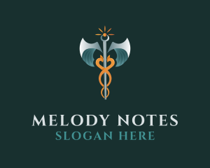 Medical Caduceus Staff Logo