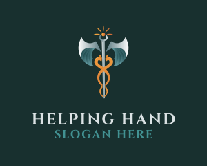Medical Caduceus Staff logo design