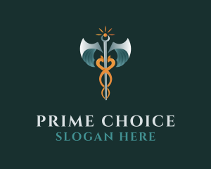 Medical Caduceus Staff logo design